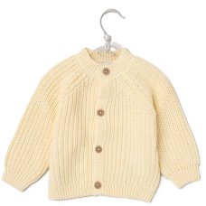 H13666NB: Baby Lemon Cotton Knit Cardigan With Embroidery Detail- Hello (0-12 Months)