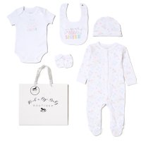 H13698NB: Baby Girls 6 Piece Mesh Bag Gift Set- Best Little Sister (NB-6 Months)