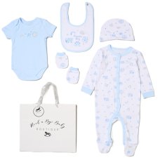 H13701NB: Baby Boys "Precious Boy" 6 Piece Mesh Bag Gift Set (NB-6 Months)