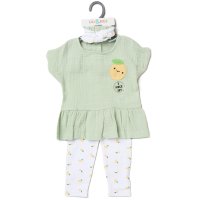 H13891INF: Baby Girls Lemon Crochet Applique Top, Leggings & Headband Outfit (9-18 Months)