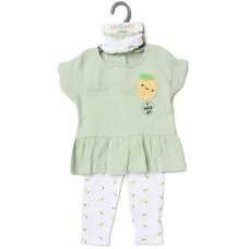 H13891INF: Baby Girls Lemon Crochet Applique Top, Leggings & Headband Outfit (9-18 Months)