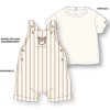 H13901NB: Baby Boys Dungaree With 3D Bear Applique & T-Shirt Set (3-12 Months)