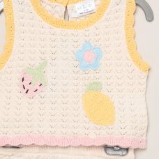 H13967INF: Baby Girls Fruit Crochet Applique True Knit Top & Shorts Outfit (9-24 Months)