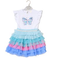 H14006TOD: Girls Sequin Embroidery Butterfly Tutu Dress (3-5 Years)
