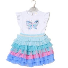 H14006TOD: Girls Sequin Embroidery Butterfly Tutu Dress (3-5 Years)