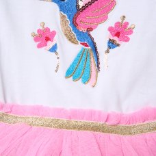 H14007TOD: Girls Sequin Embroidery Hummingbird Tutu Dress (3-5 Years)
