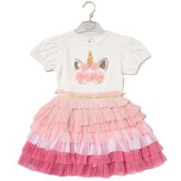 H14008TOD: Girls Sequin Embroidery Unicorn Tutu Dress (3-5 Years)