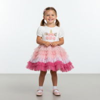 H14008TOD: Girls Sequin Embroidery Unicorn Tutu Dress (3-5 Years)