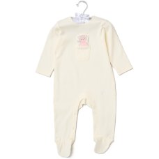 H14054: Baby Bear Padded Applique All In One On A Satin Padded Hanger  (0-9 Months)