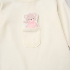 H14054: Baby Bear Padded Applique All In One On A Satin Padded Hanger  (0-9 Months)