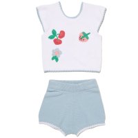 H14085NF: Baby Girls Fruit Crochet Applique True Knit Top & Shorts Outfit (9-24 Months)