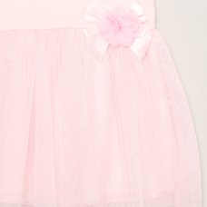 H14261INF: Baby Girls Pink Tutu Dress With Rose Applique & Headband On A Satin Padded Hanger (9-24 Months)
