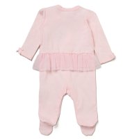 H14263NB: Baby Girls Pink All In One With Tutu Detail & Headband On A Satin Padded Hanger (0-9 Months)