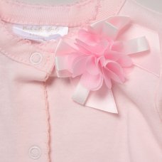 H14263NB: Baby Girls Pink All In One With Tutu Detail & Headband On A Satin Padded Hanger (0-9 Months)