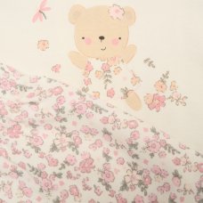 H14298NB: Baby Girls Floral Bear T-Shirt, Shorts & Plush Toy Set (0-9 Months)
