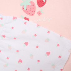 H14299NB: Baby Girls Strawberry T-Shirt, Shorts & Plush Toy Set (0-9 Months)