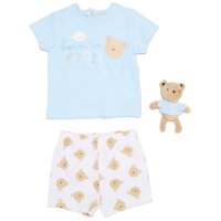 H14311NB: Baby Boys Bear T-Shirt, Shorts & Plush Toy Set - Born In 2026 (0-9 Months)