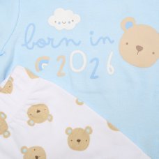 H14311NB: Baby Boys Bear T-Shirt, Shorts & Plush Toy Set - Born In 2026 (0-9 Months)