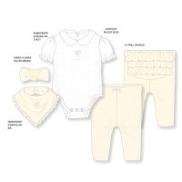 H14329NB: Baby Girls 4 Piece Ribbed Outfit (0-9 Months)