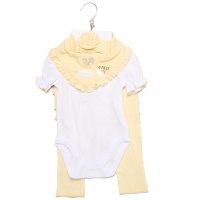H14329NB: Baby Girls 4 Piece Ribbed Outfit (0-9 Months)