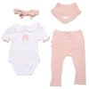 H14330NB: Baby Girls 4 Piece Ribbed Outfit (0-9 Months)