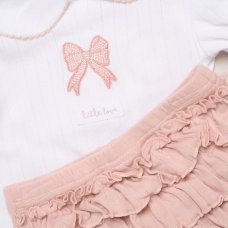 H14330NB: Baby Girls 4 Piece Ribbed Outfit (0-9 Months)