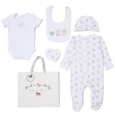 H14418NB: Baby Unisex Animals 6 Piece Mesh Bag Gift Set (NB-6 Months)