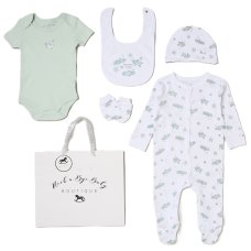 H14429NB: Baby Unisex Turtles 6 Piece Mesh Bag Gift Set (NB-6 Months)