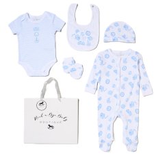 H14430NB: Baby Boys "Little Boys Love" 6 Piece Mesh Bag Gift Set (NB-6 Months)