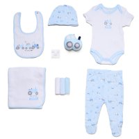 H14864: Baby Boys Farm 10 Piece Mesh Bag Gift Set (NB- 6 Months)