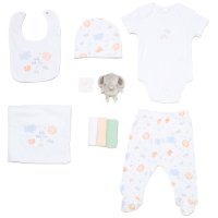 H14880NB: Baby Unisex Elephant Safari 10 Piece Mesh Bag Gift Set (NB-6 Months)