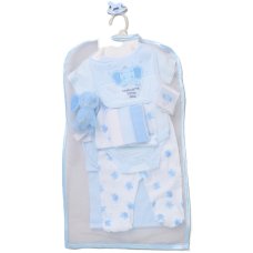 H14882NB: Baby Boys Elephant 10 Piece Mesh Bag Gift Set (NB-6 Months)