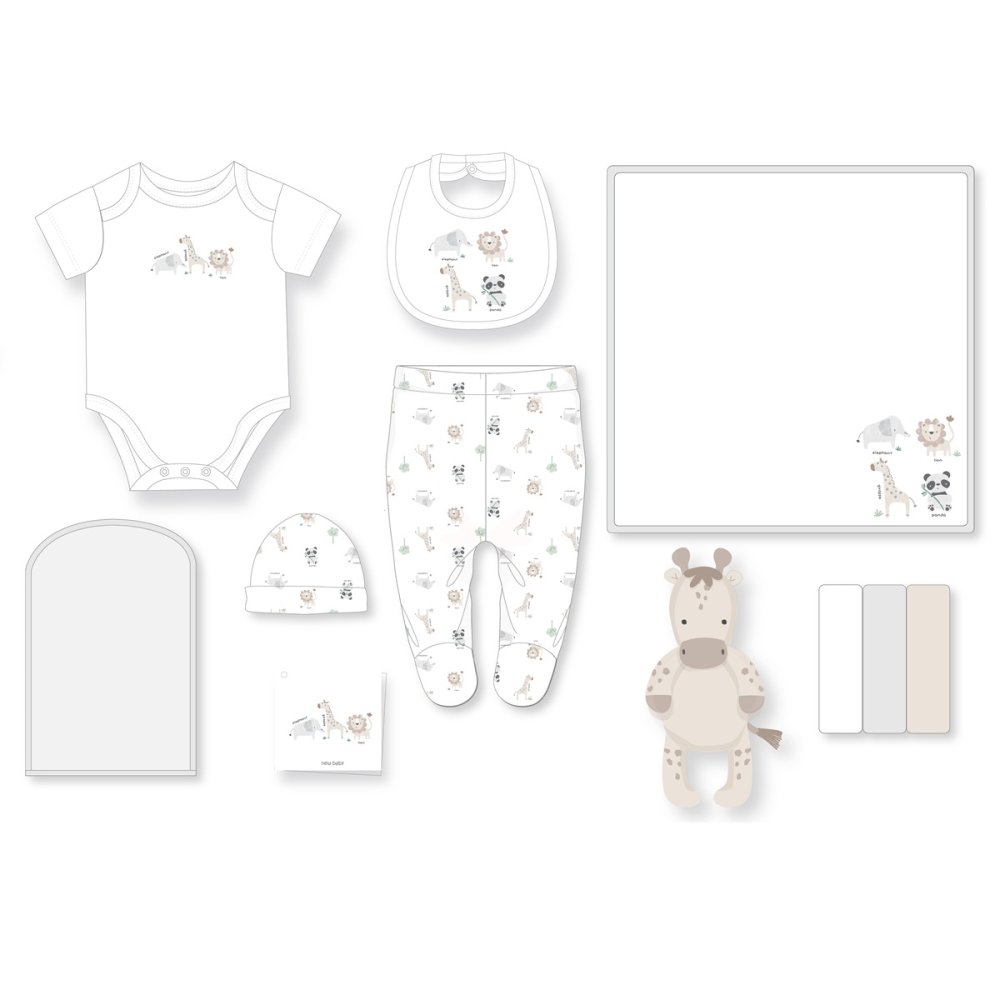 H14886NB: Baby Unisex Jungle 10 Piece Mesh Bag Gift Set (NB-6 Months) H14886NB: Baby Unisex Jungle 10 Piece Mesh Bag Gift Set (NB-6 Months)