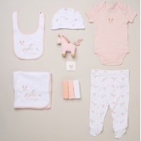 H14891: Baby Girls Unicorn 10 Piece Mesh Bag Gift Set (NB- 6 Months)