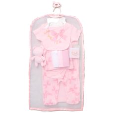 H14897NB: Baby Girls Teddy & Bows 10 Piece Mesh Bag Gift Set (NB-6 Months)