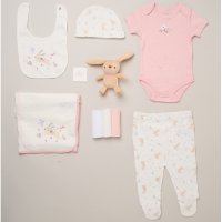 H14902: Baby Girls Bunny 10 Piece Mesh Bag Gift Set (NB- 6 Months)