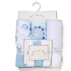 H14923: Baby Dinosaur 6 Piece Hooded Towels & Washcloths Bath Time Set