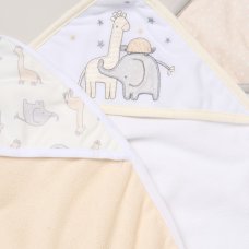 H14929: Baby Animals 6 Piece Hooded Towels & Washcloths Bath Time Set