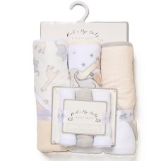 H14929: Baby Animals 6 Piece Hooded Towels & Washcloths Bath Time Set