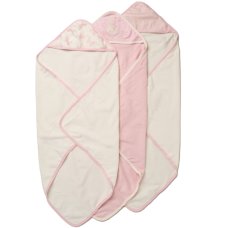 H14930: Baby Girls Goose 6 Piece Hooded Towels & Washcloths Bath Time Set