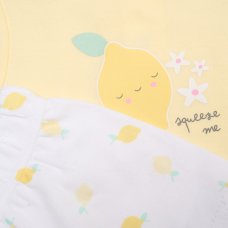H14948NB: Baby Girls Lemon T-Shirt, Shorts & Plush Toy Set (0-9 Months)