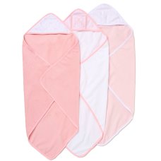 H15015: Baby Girls Bows 6 Piece Hooded Towels & Washcloths Bath Time Set