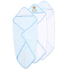 H15016: Baby Boys Bears 6 Piece Hooded Towels & Washcloths Bath Time Set