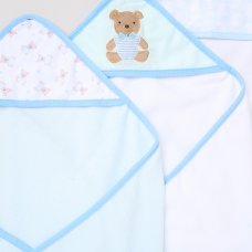H15016: Baby Boys Bears 6 Piece Hooded Towels & Washcloths Bath Time Set