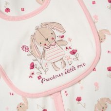 H15038NB: Baby Girls Bunny 6 Piece Mesh Bag Gift Set (NB-6 Months)
