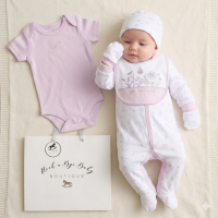 H15207NB: Baby Girls Floral 6 Piece Mesh Bag Gift Set (NB-6 Months)