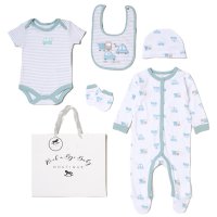 H15229NB: Baby Boys Transport 6 Piece Mesh Bag Gift Set (NB-6 Months)