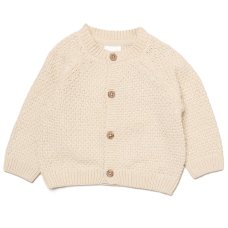 H15235NB: Baby Cream Cotton Knit Cardigan With Embroidery Detail- Little Bear (0-12 Months)