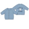 H15237NB: Baby Blue Cotton Knit Cardigan With Embroidery Detail-  (0-12 Months)