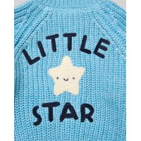 H15237NB: Baby Blue Cotton Knit Cardigan With Embroidery Detail-  (0-12 Months)